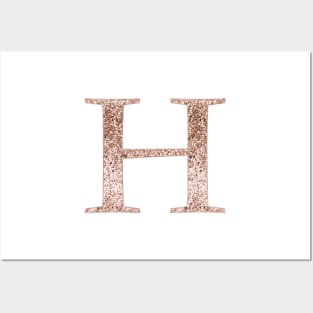 H rose gold glitter monogram letter Posters and Art